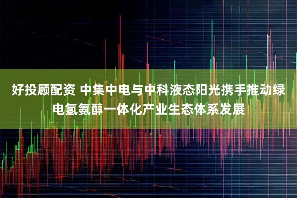 好投顾配资 中集中电与中科液态阳光携手推动绿电氢氨醇一体化产业生态体系发展